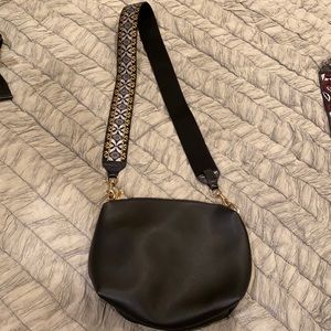 Black Crossbody Bag with Guitar Strap